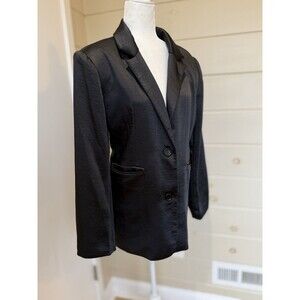 NWT MOTEL Black Satin Blazer Size S Minimalist Classic Evening City